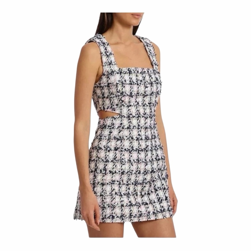 Avec Les Filles Tweed Cutout Square Neck Mini‎ Dress NWOT Size 12